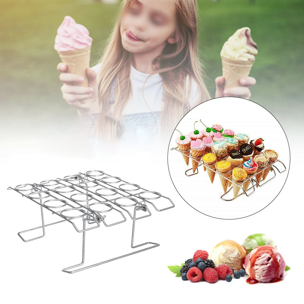 Stainless Steel Ice Cream Cone Display Rack Stand Sushi Hand Roll Holders Baking Cake Cupcake Wedding Party Buffet Display Rack