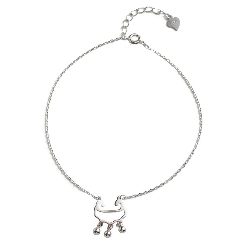 925 exquisite fußkettchen aus sterlingsilber mit kleinen runden glöckchen – schlichter, sommerlicher boho-schmuck für damen: Default Title