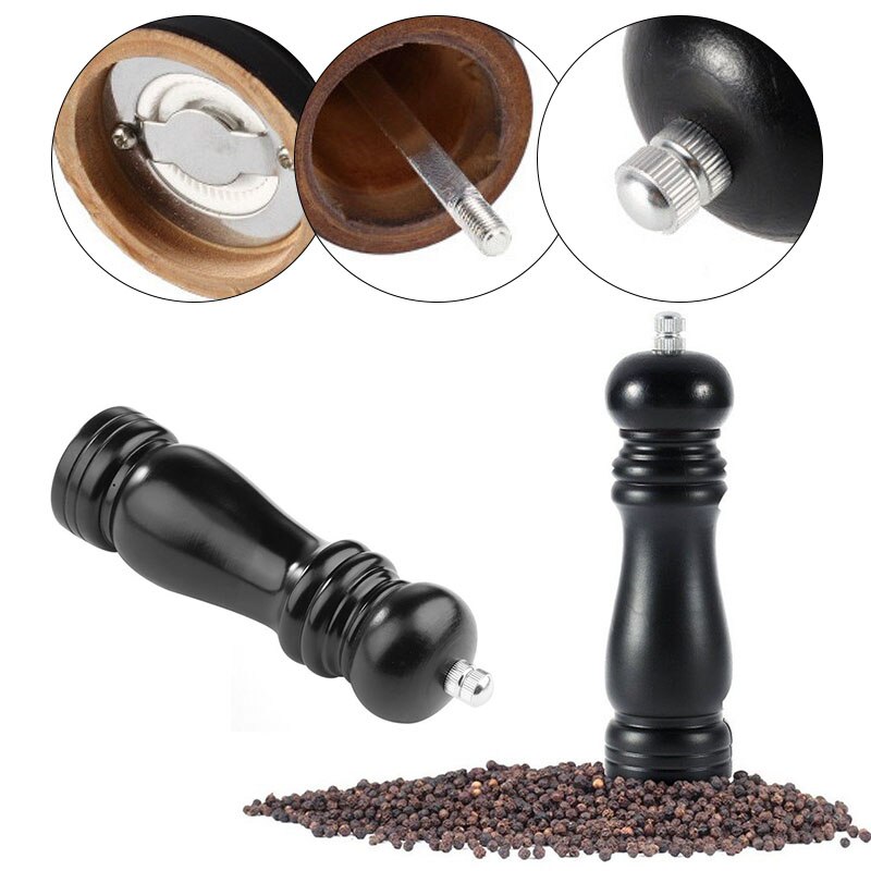 Palo de pimienta Manual de madera Vintage de 6 pulgadas, utensilio de cocina, molinillo de pimienta negro, utensilios de cocina para barbacoa, palillo de la licuadora, herramientas de mano