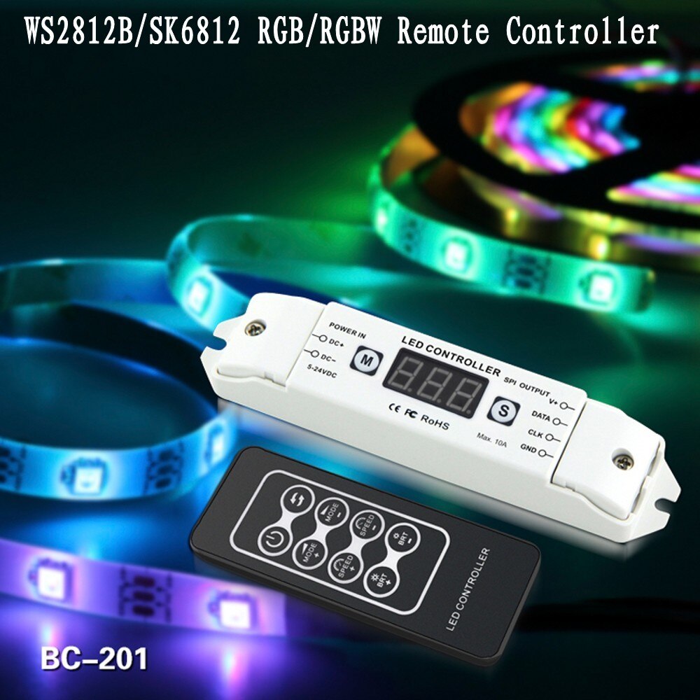BC-201 SK6812 RGBW Led Controller RGB WS2812B WS2811 WS2801 LPD6803 LPD8806 LED Pixel Controller Met RF Afstandsbediening DC5V-24V