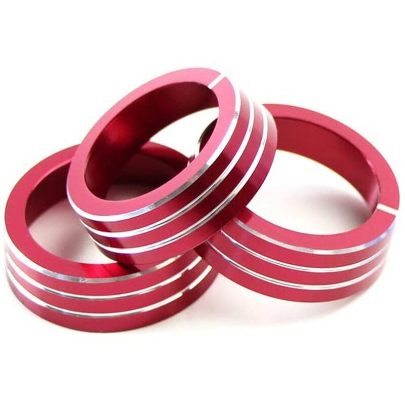 3 Pcs Red Aluminum AC Climate Control Ring Knob Covers Compatible for MK6 Golf Jetta