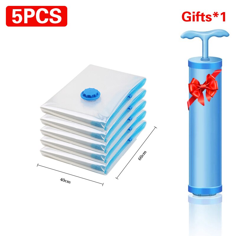 1/5pcs Vacuum Storage Bags,Clothes Organizer Seal Quilt Storage bag Clothing Storage Space Saving Travel Organizer: 40 x 60 cm 5pcs