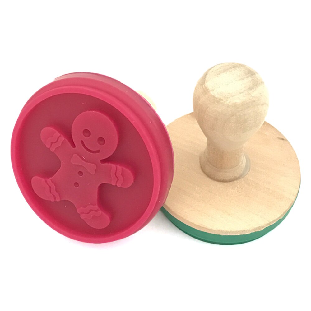 Sello de silicona para galletas, moldes de repostería para galletas con mango de madera, estampados, herramientas para hornear galletas, DIY: snowman