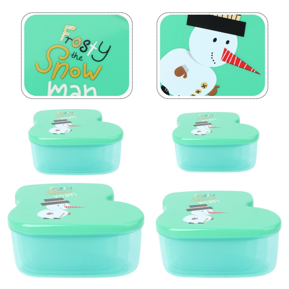 4Pcs Christmas Cartoon Reusable Storage Box Candy Box Candy Case Box Decor for Hotel Bar Party Home: Green