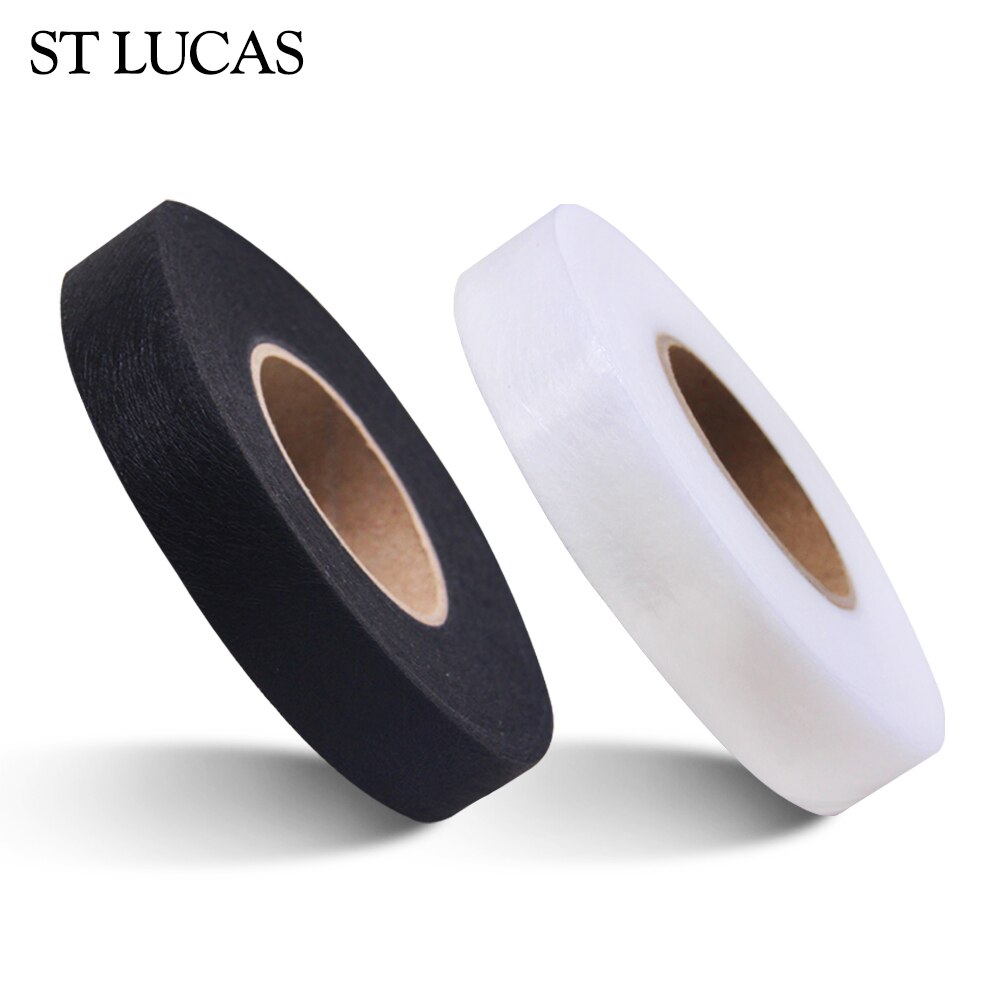 70yds/roll White/Black Double Faced Adhesive Fabric Tape Patchwork Interlinings Iron On Melt Omentum DIY Cloth Garment Accessory