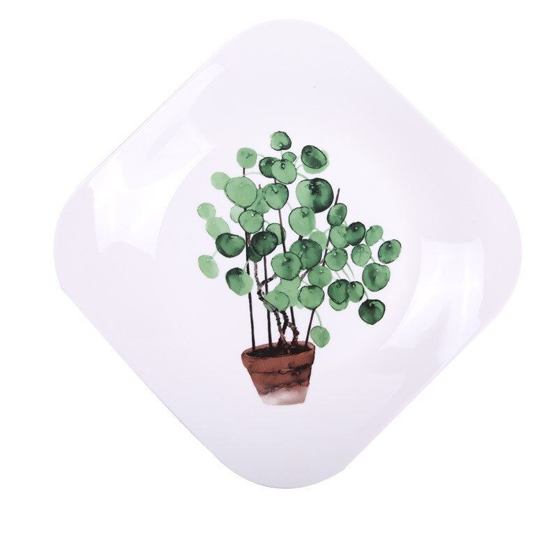 5 stil grønne planter porselen middagstallerken sett 8 tommers servise keramisk dessert tallerken middagsservise kaketallerken: E
