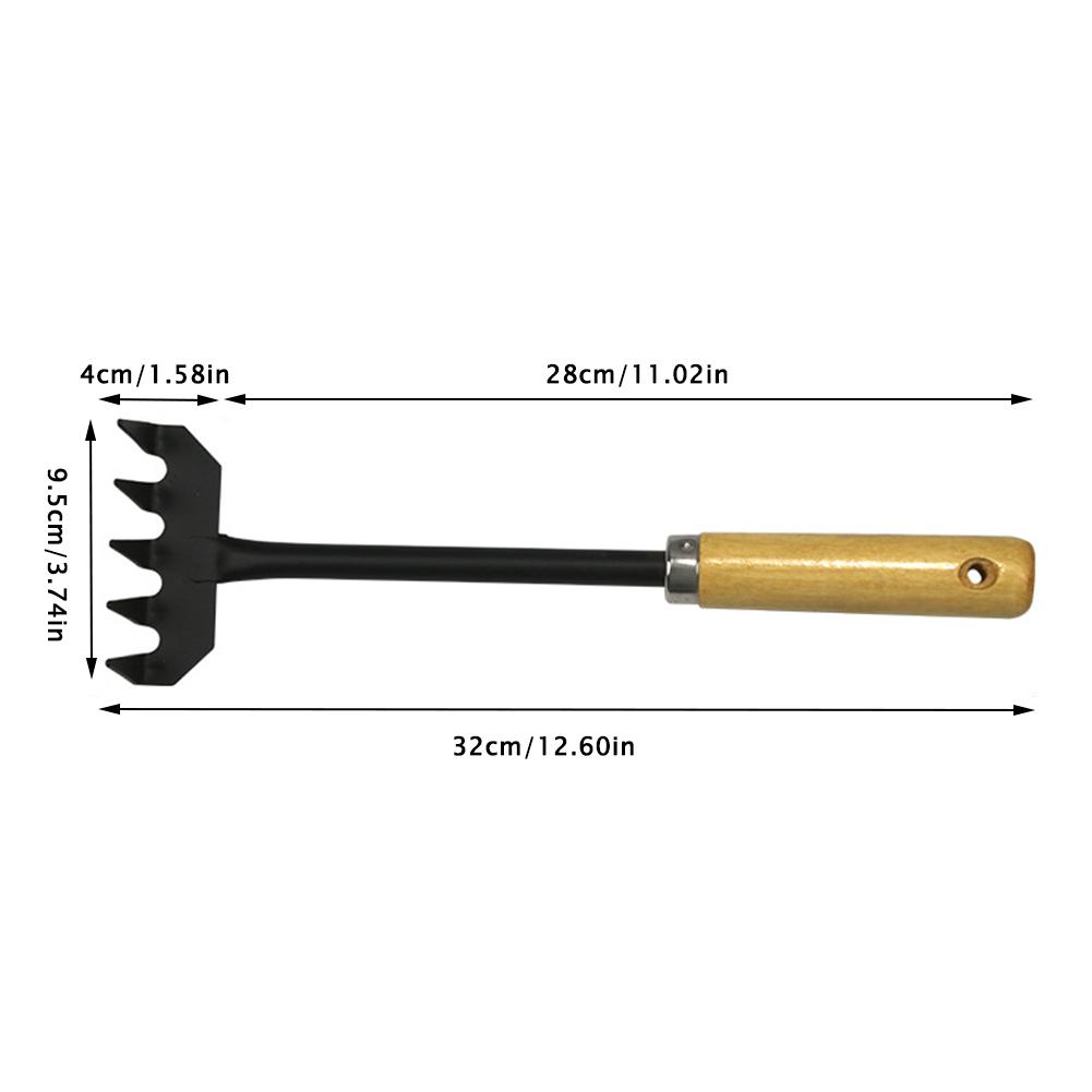 Durable 5-Tine Cultivator Garden Hand Rake With Wood Handle Mini Gardening Tool For Planting Flower