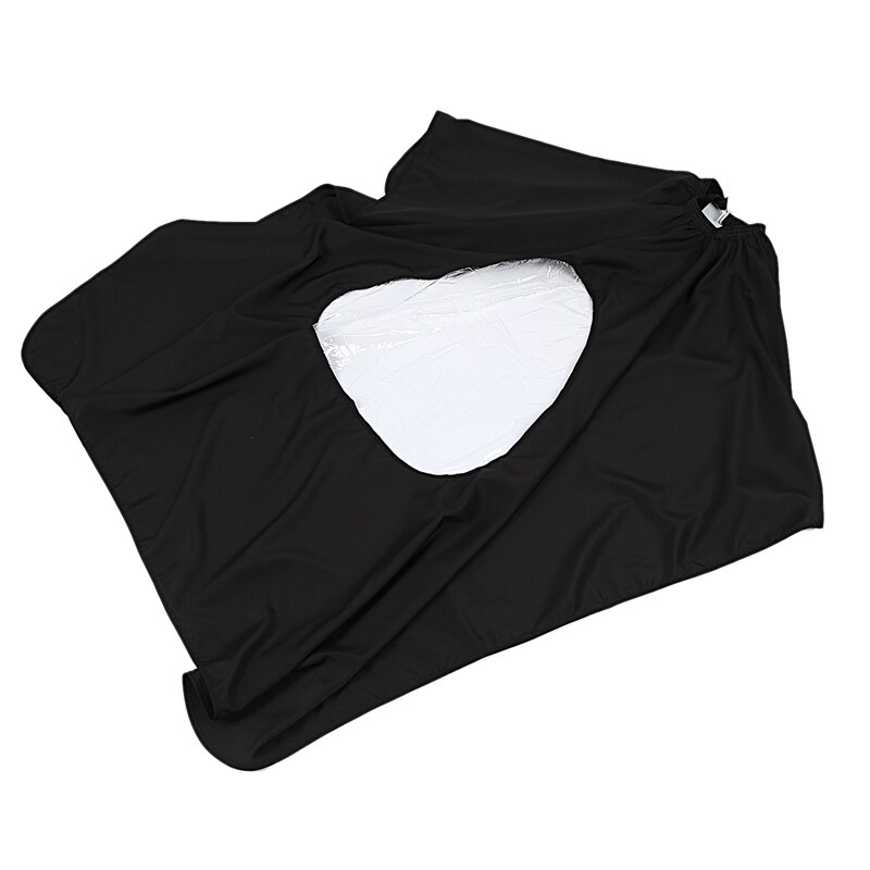 Hair Cutting Cape Salon Hairdressing Hairdresser Transparent Visible Haircut Cloth Viewing Window Barber Cloth(Black)