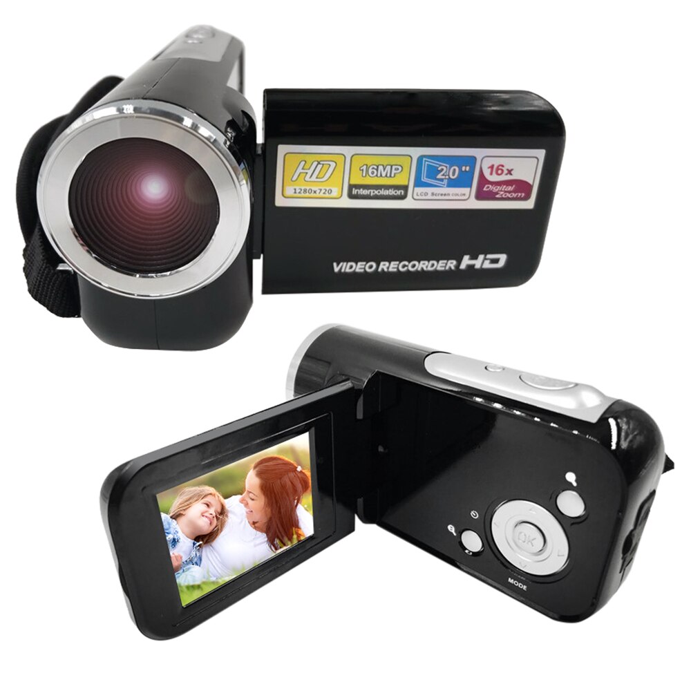 Mini digital videokamera dv videokamera 1080p 1280 x 720 2 tommer tft skærm 16x digital zoom til børn fødselsdag