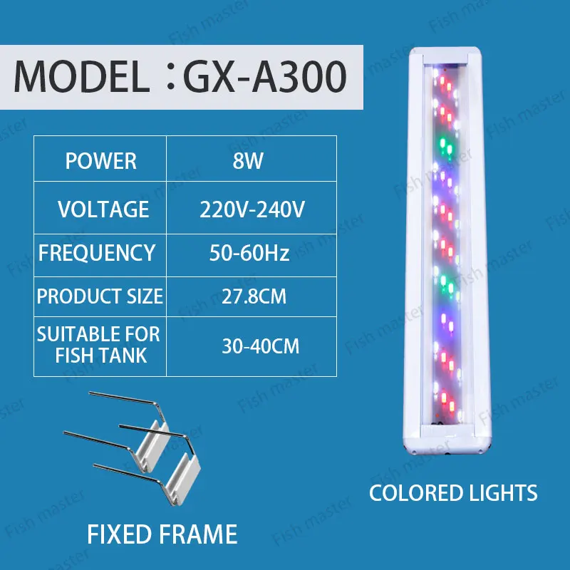 Aquarium Led Licht Super Slank Aquarium Waterplant Kweekverlichting Waterdichte Felle Clip Lamp Blauw Led 18-60Cm Voor Planten: Blauw