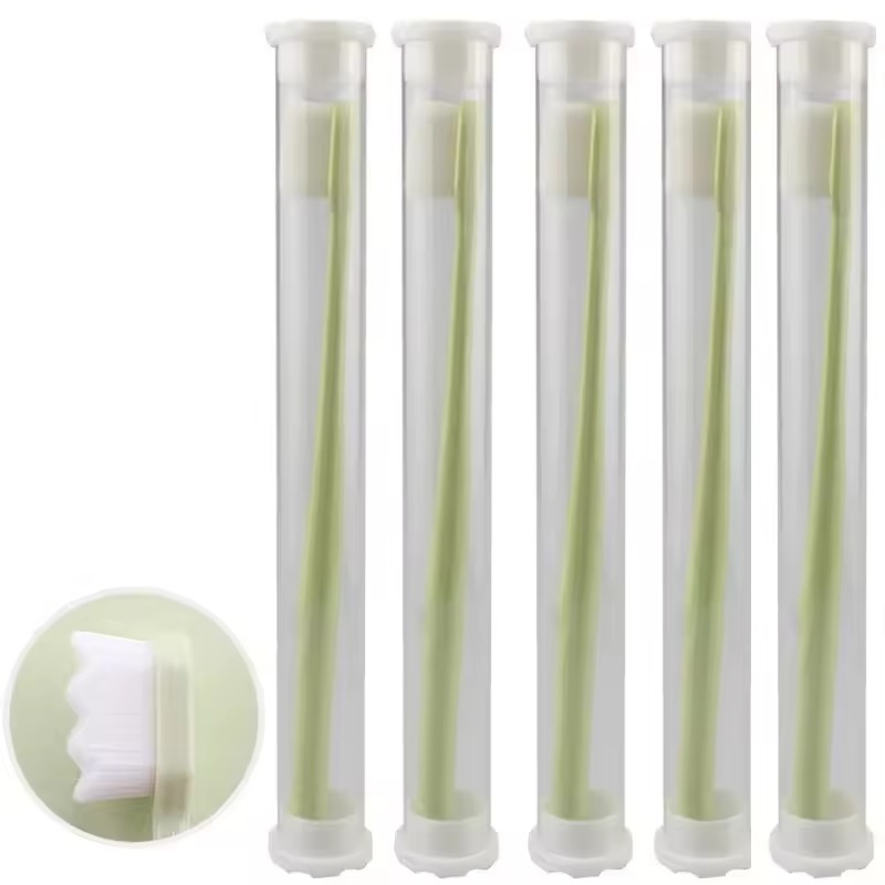 1/5 pièces brosse à dents avec boîte Ultra-fin doux Dense brosse à dents nettoyage en profondeur brosse à poils outils de nettoyage des dents buccales: Marron