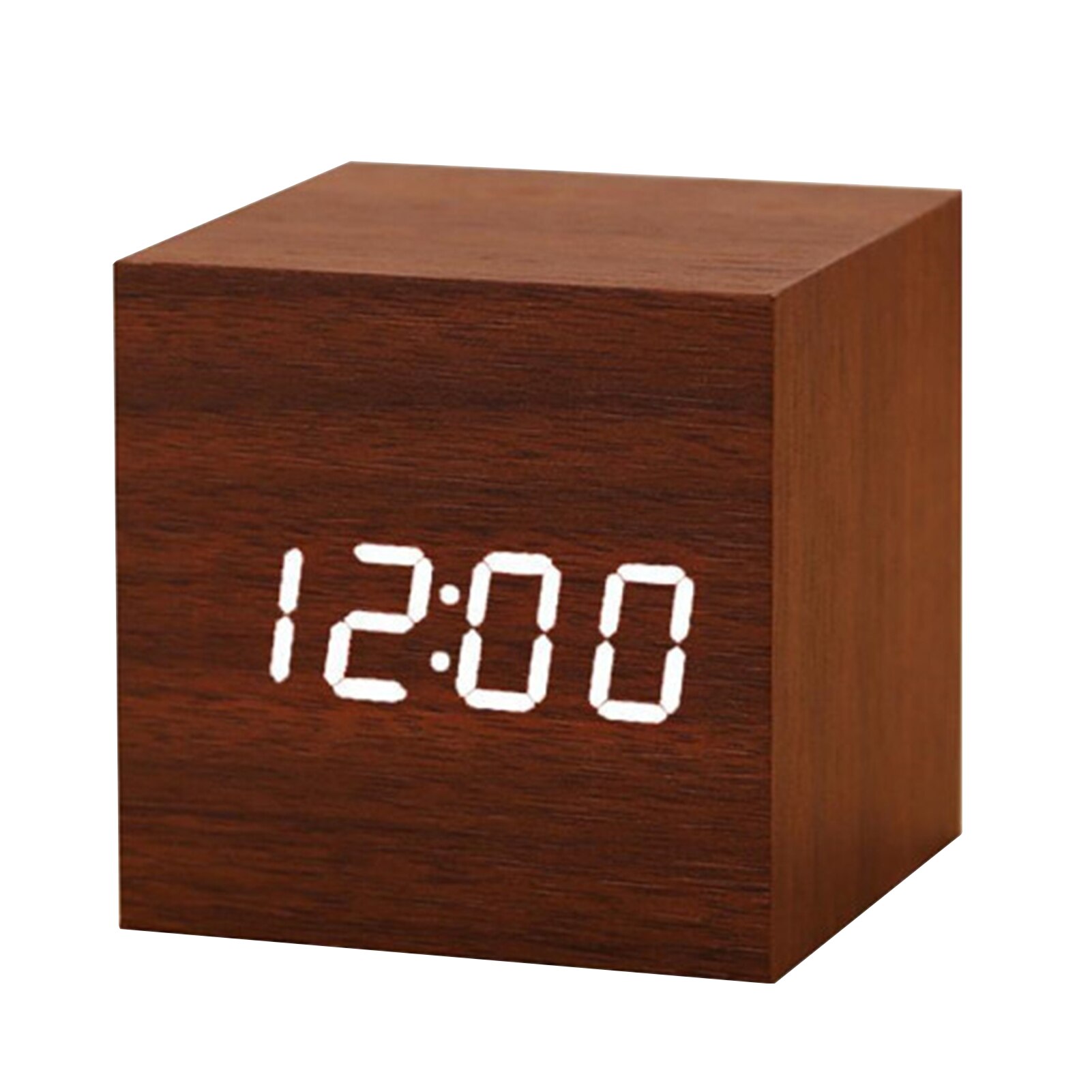 Numérique Réveil LED MONTRE En Bois Horloge de Table De Commande Vocale Électronique en Bois Horloges de Bureau Avec Jour Date D'humidité de la Température