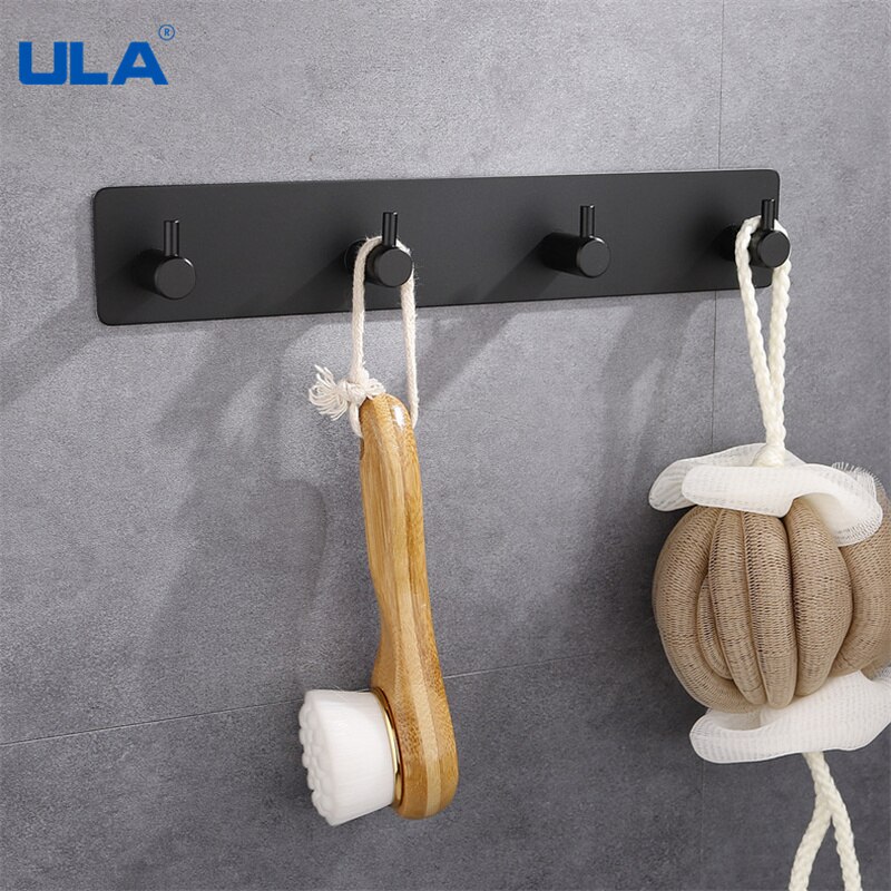 ULA Stainless Steel Holder Hook 3M Sticker Adhesive 1pc Door Clothes Coat Hat Hanger Hanger Towel Clothes Robe Rack Free Punch