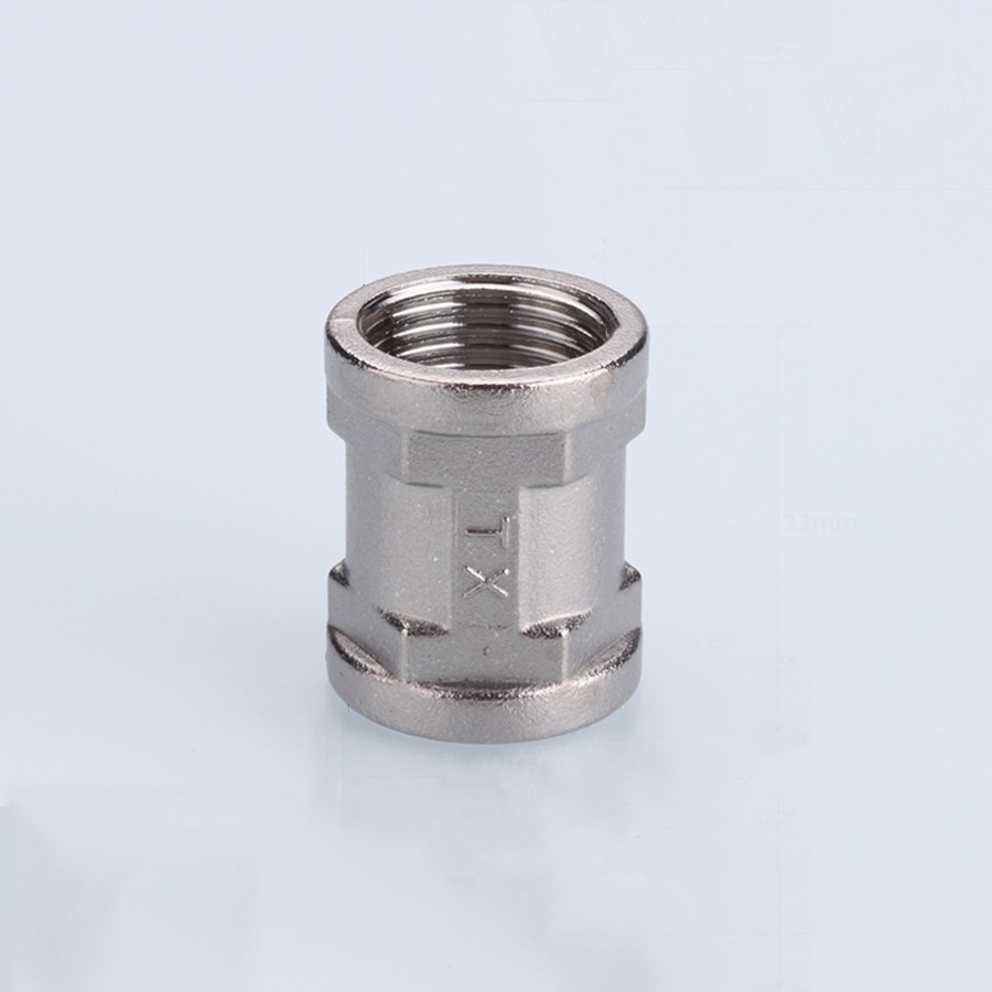 DN15 1/2" BSP Female Female Coupling 201 Stainless Steel Pipe Fitting Connector Plumbing Adapter Length 32mm