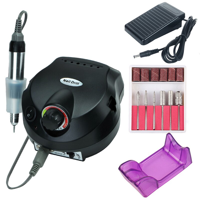 Máquina pulidora eléctrica para uñas, 35000RPM, para manicura y pedicura, taladro potente para salón, máquina a pedales taladro para uñas: 35000 black
