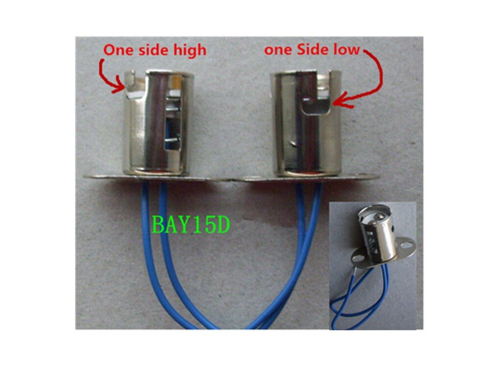 BA15S BA15D BAY15D-portalámparas BA15 de un contacto, base de 15mm, Contacto doble, BA15D, lado alto y bajo