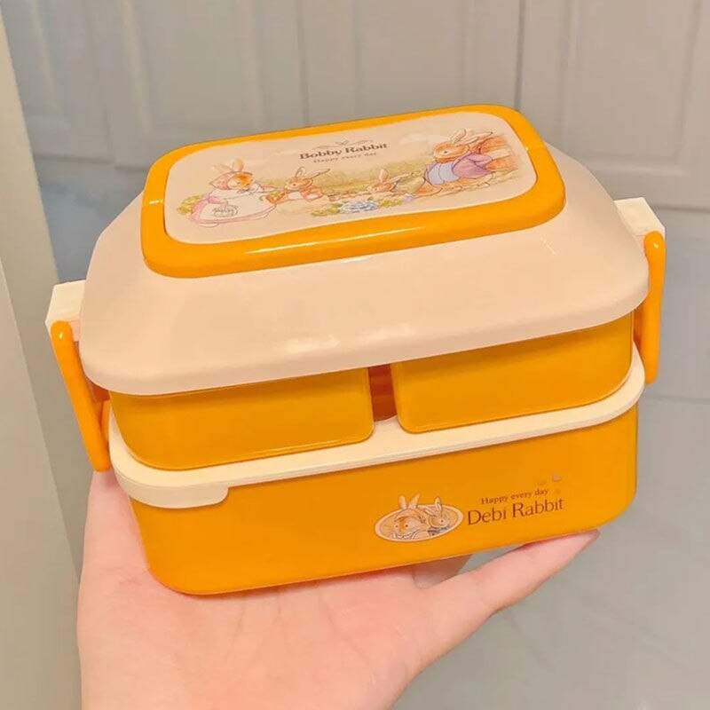 Portable Lunch Box For Girls School Kids Plastic Picnic Bento Box Microwave Food Box With Compartments Storage Containers bento: Yellow 850ML