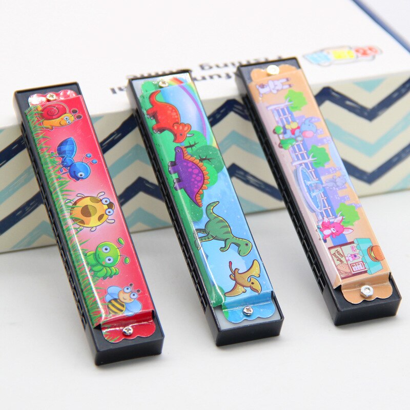Dubbele Rij 16 Gat Houten Geschilderde Harmonica Creatieve Verlichting Speelgoed Leren Kinderen Speelgoed Muziekinstrument Juguetes Bebe