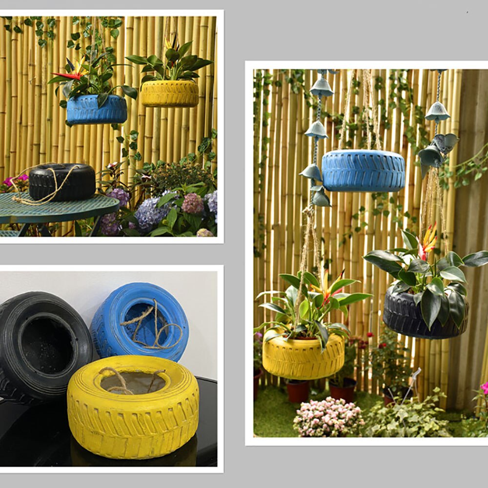Hanging Small Tire Decoration Hanging Blue Succulent Flower Pot Balcony Garden Courtyard Large Diameter