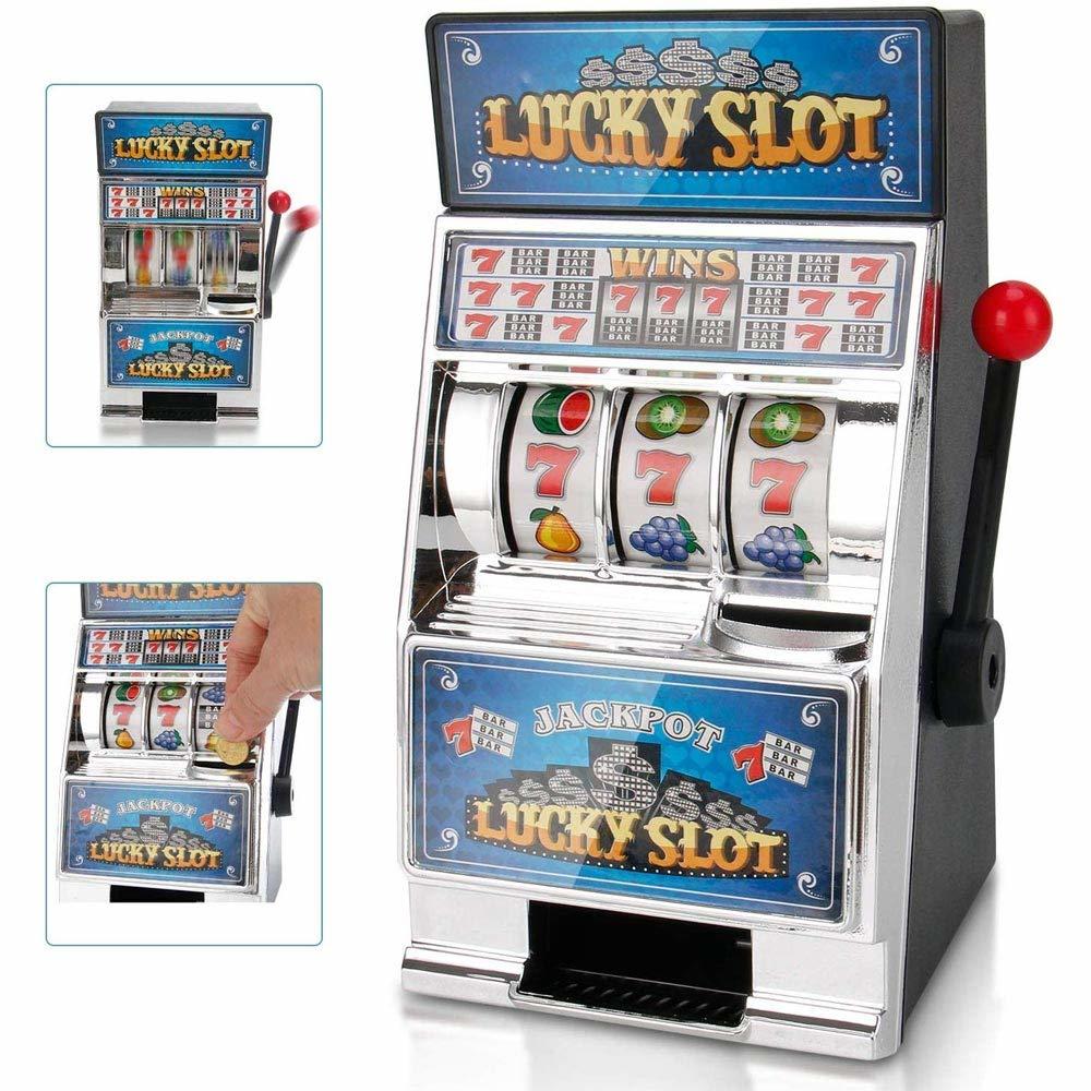Mini Slot Machine Salvadanaio Monete Con Manopola Funzionante Gioco Bambini Adulti