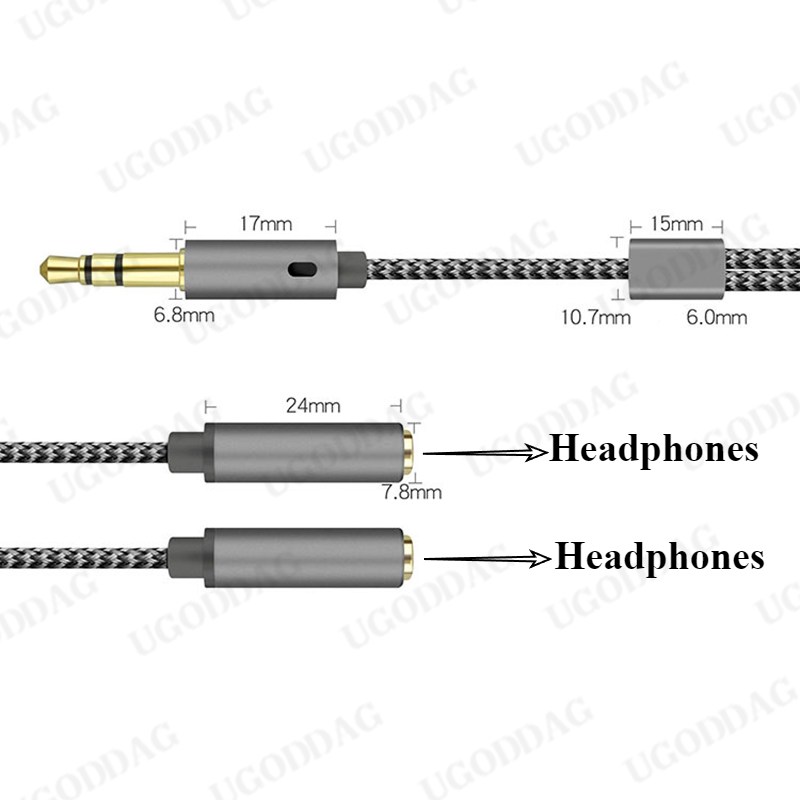 Hoofdtelefoon Splitter 3.5Mm Verlengkabel Audio Stereo Y Splitter 3.5Mm 1 Man Naar 2 Vrouwelijke Splitter
