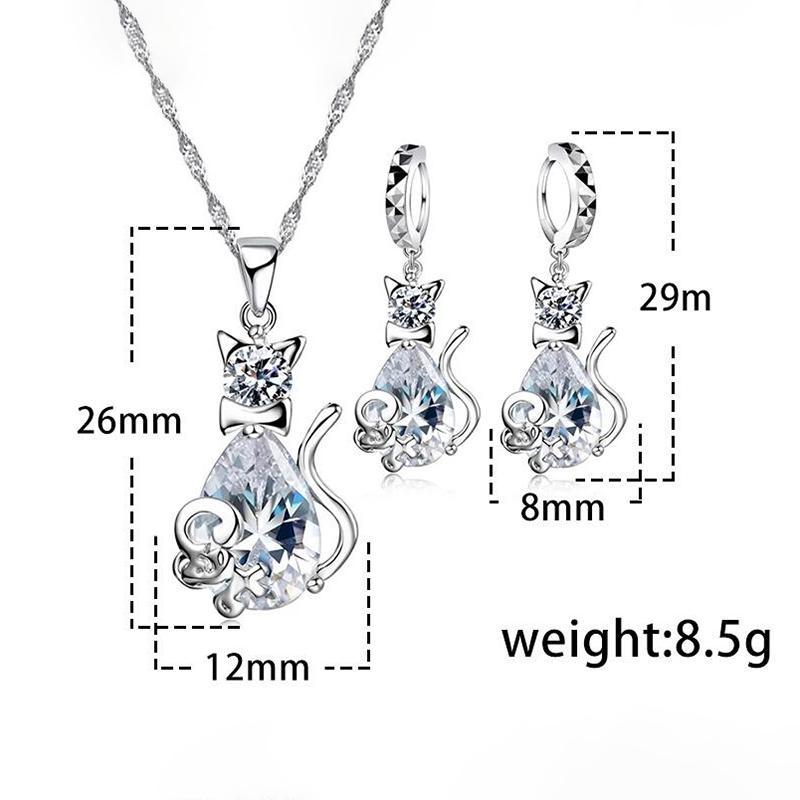 Vrouwen Ketting Oorbellen Verzilverd Zirconia Sieraden Set Mode Eenvoudige Sieraden Set Geven Vriendin