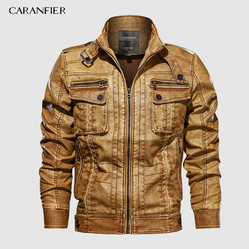 Caranfier 6xl herr pu-jacka skinnkappa höst slim fit motorcykeljackor i konstläder herrrockar märkeskläder kappor