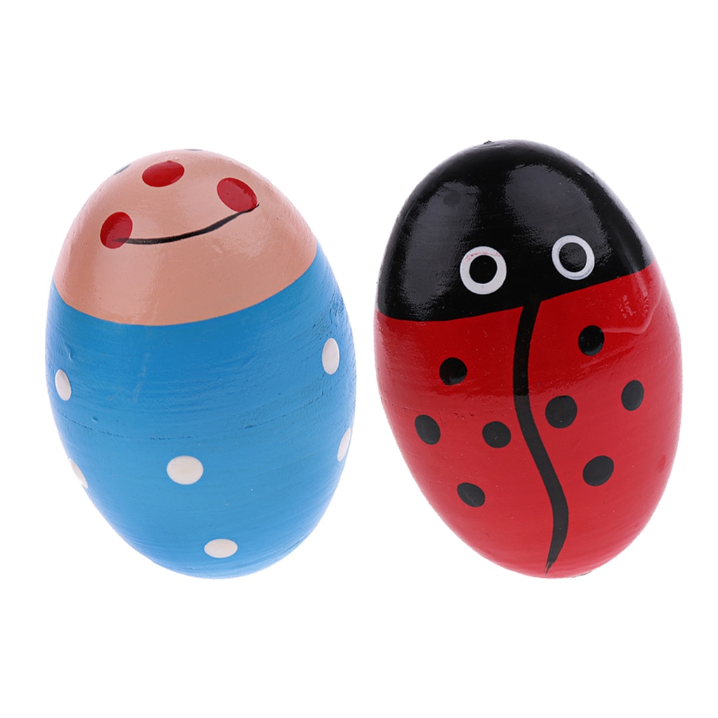 2 Stuks Hout Hand Shaker Ei Maracas Percussie Speelgoed Voor Early Learning