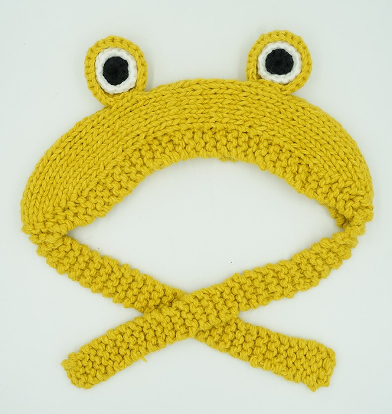 Funny Dog Cat Frog Hat Cute Pet Dog Costume Warm Knitting Wool Pet Hats Green Yellow Dogs Cap Birthday For Pet Dogs: Yellow