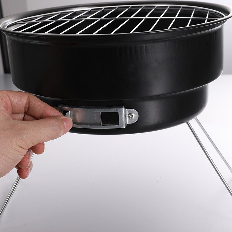 Portable BBQ Grill Round Barbecue Rack Stainless Steel Mini BBQ Charcoal Grill Camping Barbecue Tools