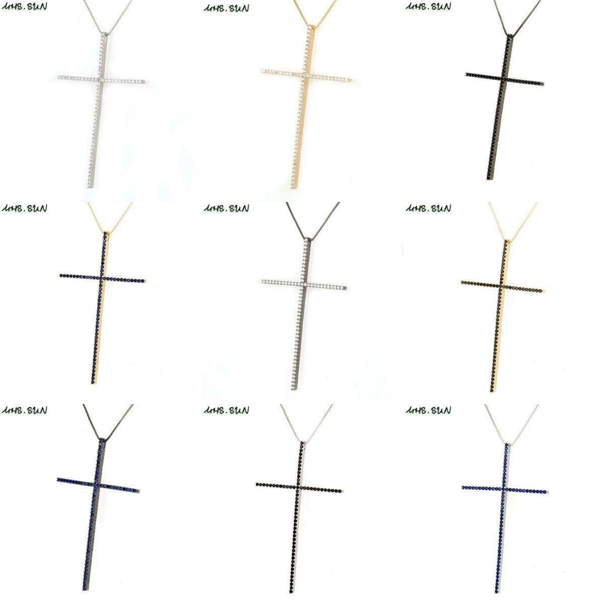 MHS.SUN Jesús circón Cruz grande collar Unisex Simple Cruz grande colgante collares para hombres mujeres pareja religión joyería