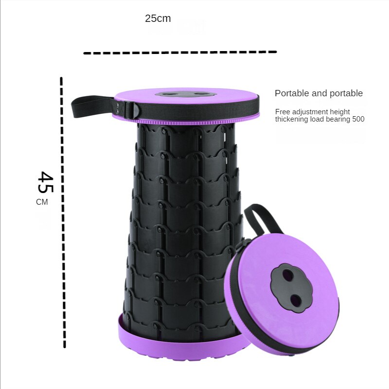 Wysuwany teleskopowy składany stołek-przenośny lekki składany fotel na fotel z regulacją wysokości dla dorosłych kemping podróż: fioletowy