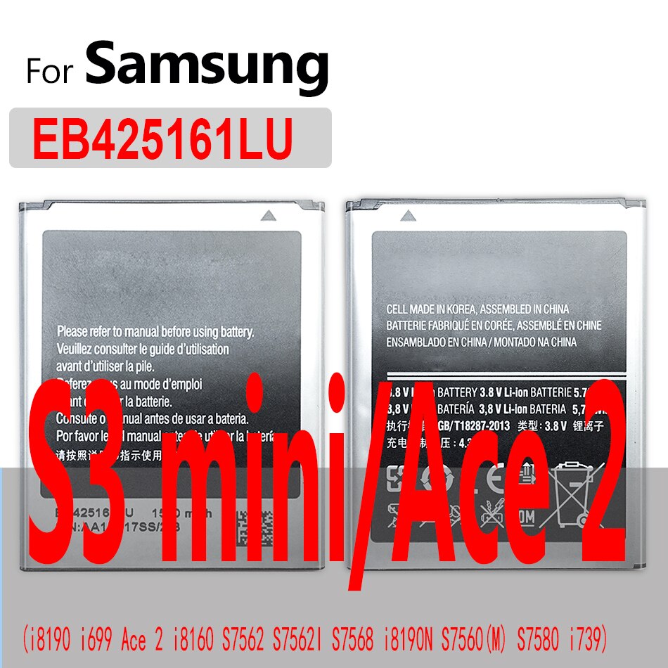 For Samsung S5 S6 S7 Edge S8 S9 Plus Battery For Galaxy S3 S4 mini SM G900 G900S G900I G900F G900H G930F G950 EB-BG900BBE Batery: EB425161LU