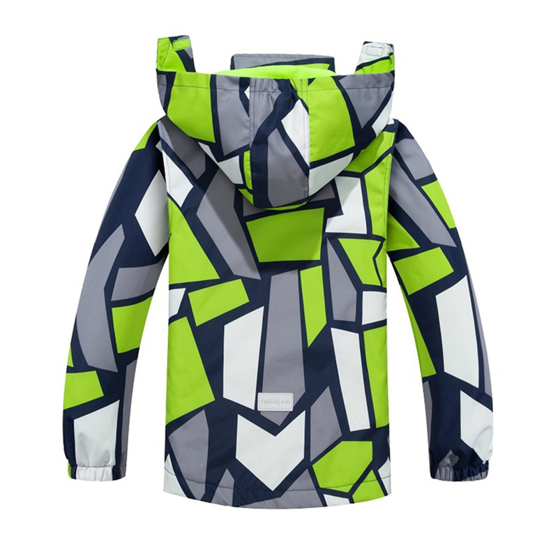 Jongens Outdoor Jas Vest Gedrukt Waterdichte Capuchon Rits Shirt Plus Fluwelen Warme Jas Lange Mouw Lijn Jas