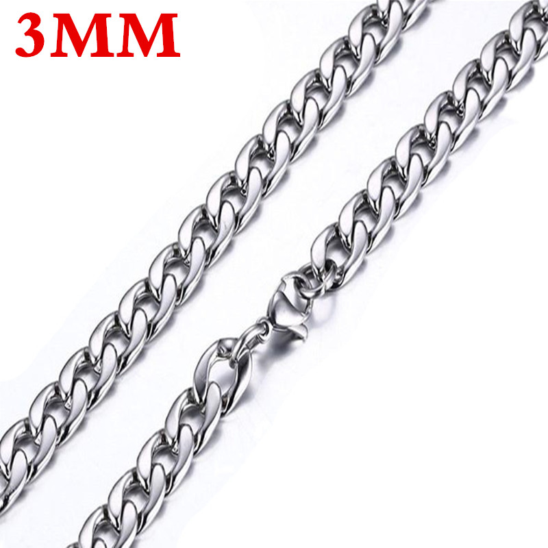 HNSP 3MM-15MM Collana a catena cubana in acciaio inossidabile per uomo Accessori per gioielli da collo maschile: 70 cm / Luce di Colore Giallo Oro