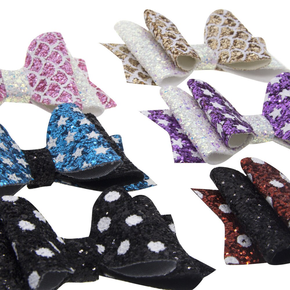 3 zoll funkeln Druck Herz Haar BöGen Haarnadeln für Mädchen freundlicher Haar Clip Griffe freundlicher Party Haar Zubehör