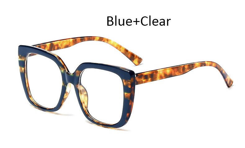 #39 sort firkantet brillestel dame stort brillestel oversized styles acetat: Blå klar