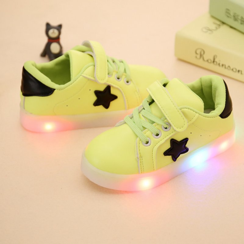 Luminous Sneakers Shoes Led Children Kids Lighting Shoes Girls Boys Light Up Glowing Shoe Size 21-25: Green / 5