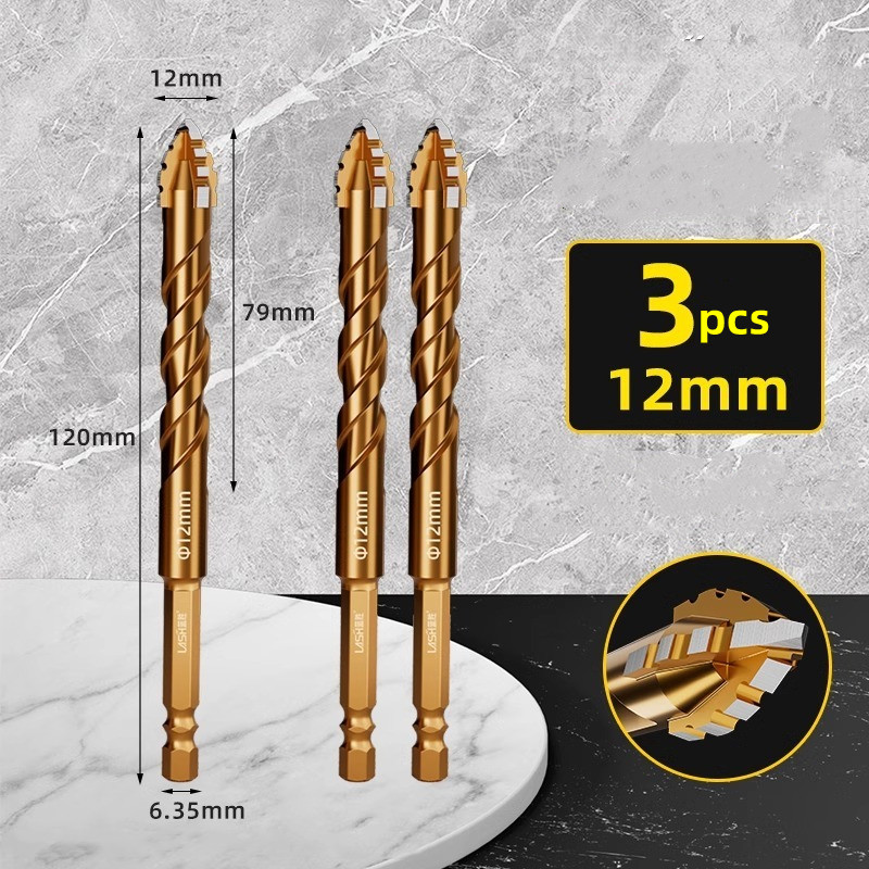 Upgraded Four-edged Sawtooth Drill Bit For Tile Drilling And Concrete Special Electric Drill Ultra-high Hardness Drill Bit: Dark Grey
