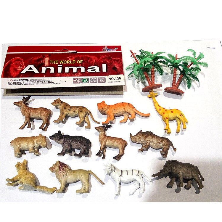 12 Pcs Animal Dinosaurus Model Ornamenten Wilde Bos Simulatie Dier Scène Accessoires Kinderspeelgoed: forest animal