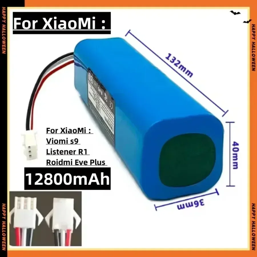 Lithium-Akku 12800 mAh wiederaufladbar für XiaoMi Lydsto R1 Viomi S9 Roidmi Eve Plus Roboter-Staubsauger Akku Pack18650