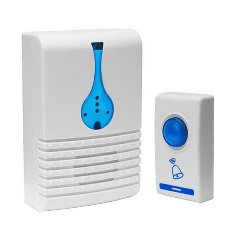 Wireless Doorbell Digital Cordless Door Bell 100M Sensing Range With Self-adhesive LED Flash White Doorbell With Receiver: 1x1