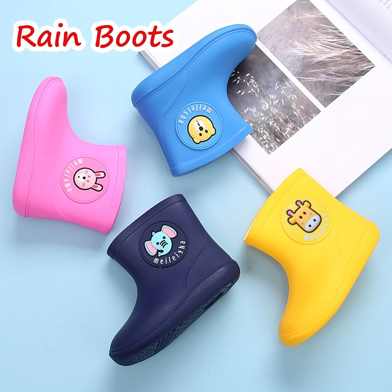 Children Cartoon Rain Shoes Toddler Kids Baby Boys Girls Rubber Rain Boots Waterproof Non-slip Shoes Kids Shoes Bota Infantil