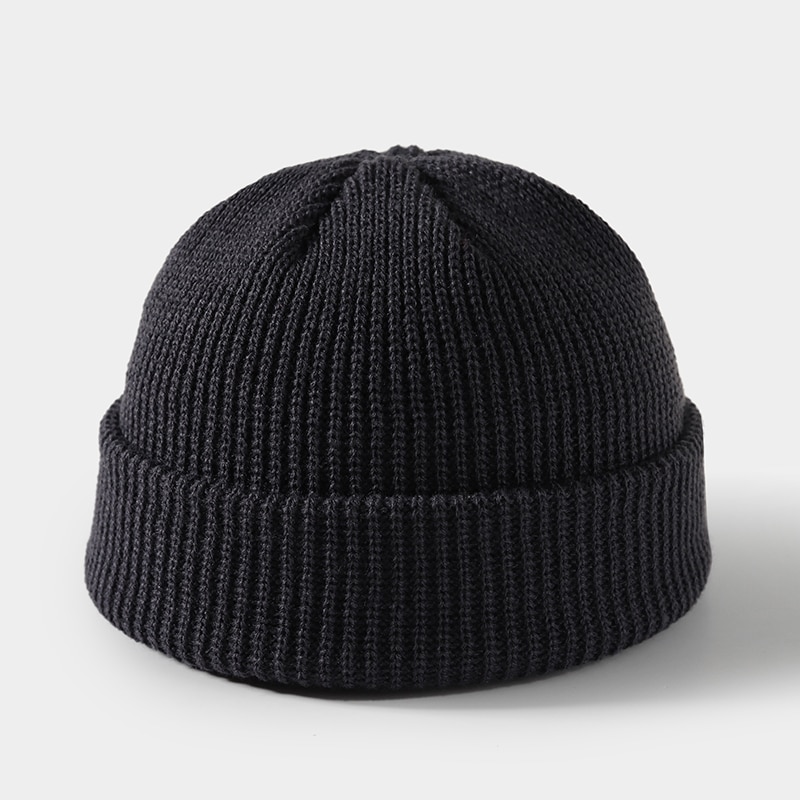 Vinter hue kort kalot unisex dame hue strikket hue hue sømandskasket manchet kantløs retro navy hat varm kalot