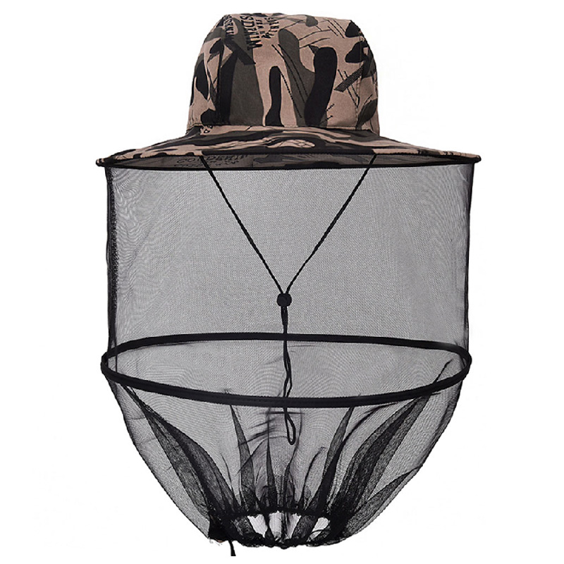 Outdoor Camouflage Vissen Hoed Bijenteelt Insecten Klamboe Preventie Cap Mesh Vissen Cap Outdoor Zonnescherm Lone Hals Hoofd