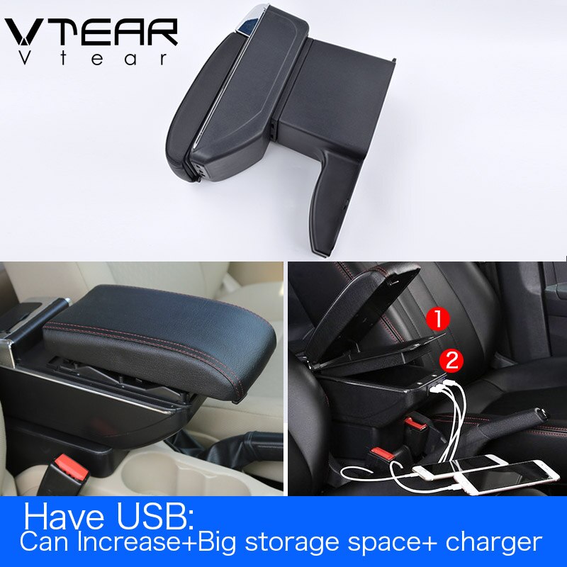 Vtear Voor Lada Kalina Armsteun Lederen Arm Rest Usb Opbergdoos Auto-Styling Abs Decoratie Accessoires Auto Interieur Onderdelen