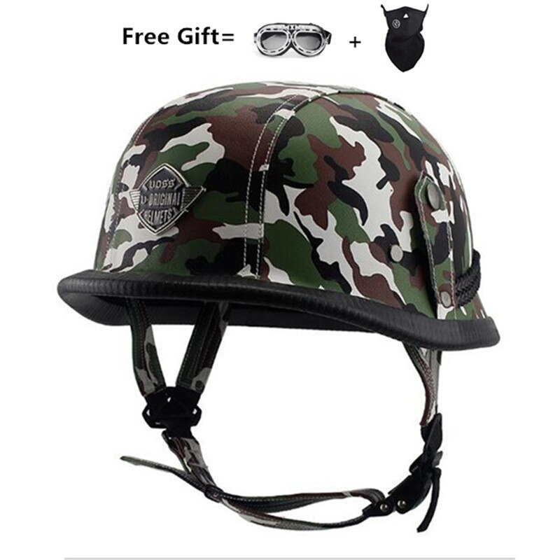 Motorrad Helm Einzigartige 4 Arten M/L/XL Deutsch Stil Halbe Gesicht Helm Deutsch Leder Vintage Motorrad Helm: Green leather / M