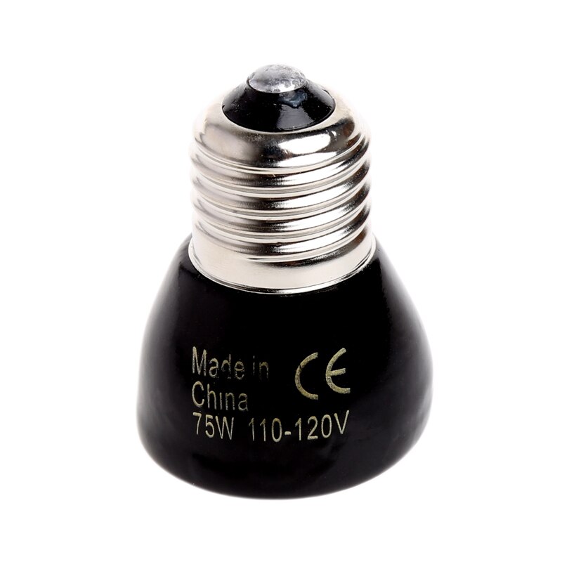 Luz de calefacción para mascotas, 25W, 50W, 75W, 100W, Mini lámpara de calor infrarroja de cerámica, Bombilla negra para incubadora de reptiles, 110 - 120 V: 75W