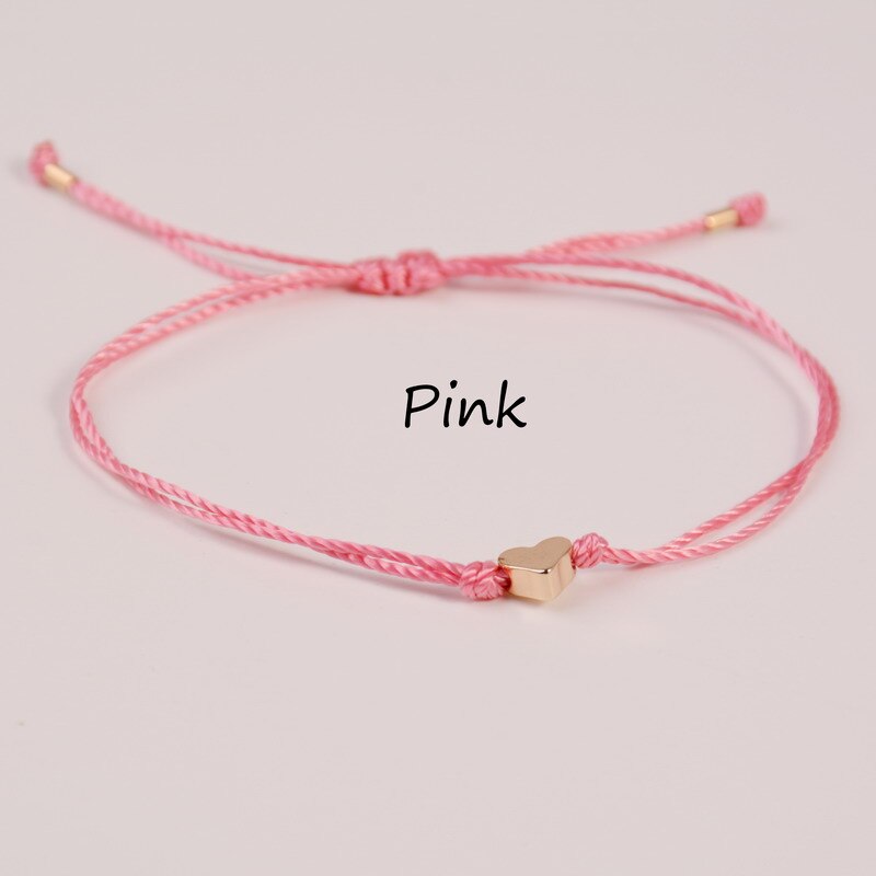 Kleurrijke Verstelbare Hart Handgemaakte Wax String Wens Armbanden & Bangles Vriendschap Armbanden voor Vrouwen Gouden Golf Sharp Armbanden: pink