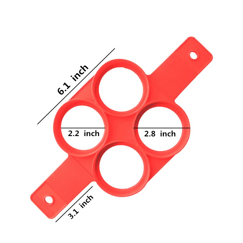 Molde de silicona antiadherente para hacer tortillas de huevo, molde de anillo para hornear, cocina, , 1 unidad: 4 holes red